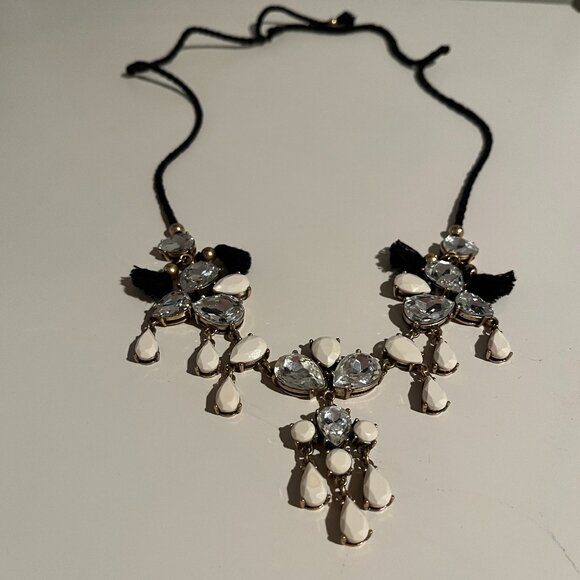 J Crew Rhinestone Beaded String Tie Necklace. 14" Adjustable. Gently Used. - Picture 2 of 3